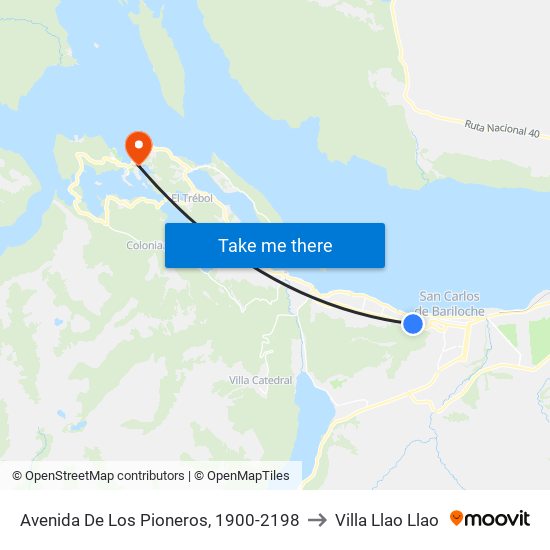 Avenida De Los Pioneros, 1900-2198 to Villa Llao Llao map