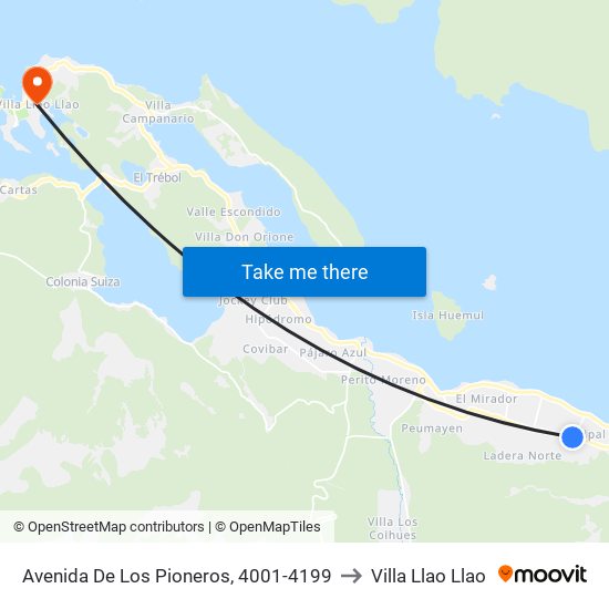 Avenida De Los Pioneros, 4001-4199 to Villa Llao Llao map