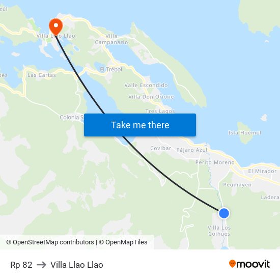 Rp 82 to Villa Llao Llao map