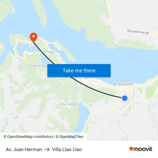 Av. Juan Herman to Villa Llao Llao map