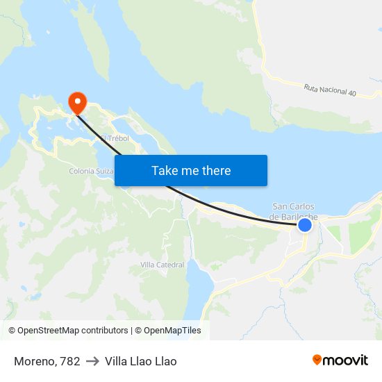 Moreno, 782 to Villa Llao Llao map