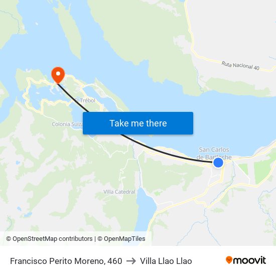 Francisco Perito Moreno, 460 to Villa Llao Llao map