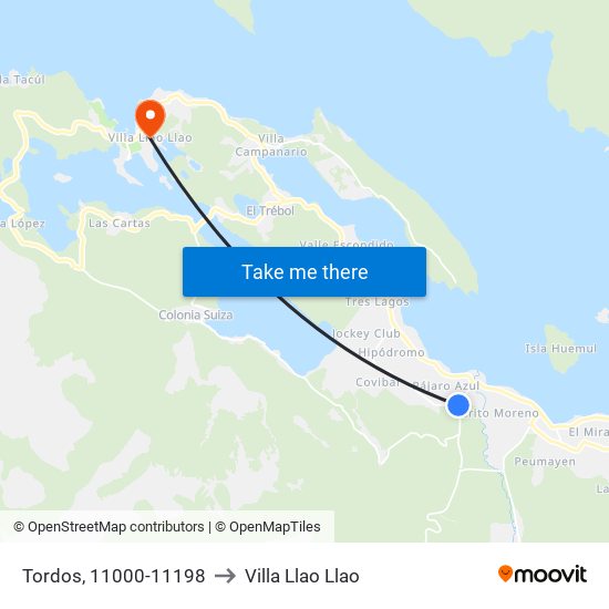 Tordos, 11000-11198 to Villa Llao Llao map