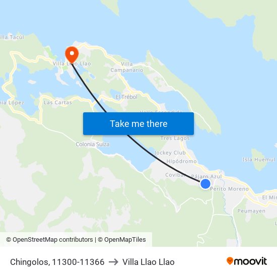 Chingolos, 11300-11366 to Villa Llao Llao map