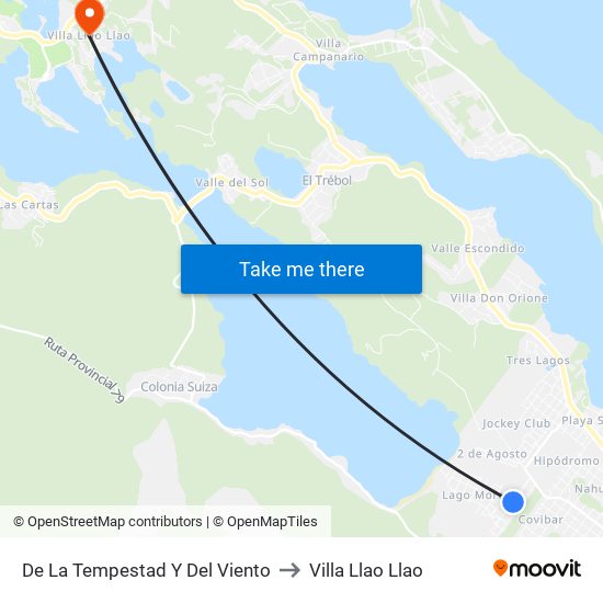 De La Tempestad Y Del Viento to Villa Llao Llao map