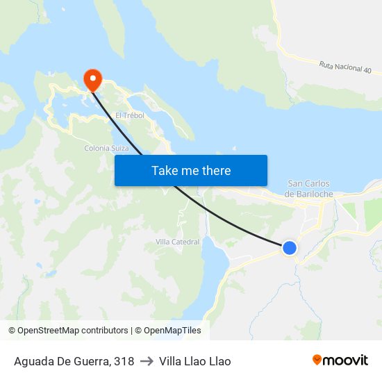 Aguada De Guerra, 318 to Villa Llao Llao map