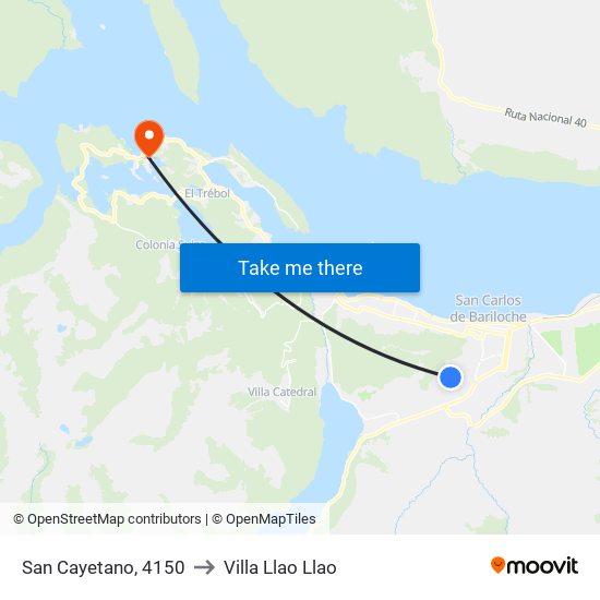 San Cayetano, 4150 to Villa Llao Llao map