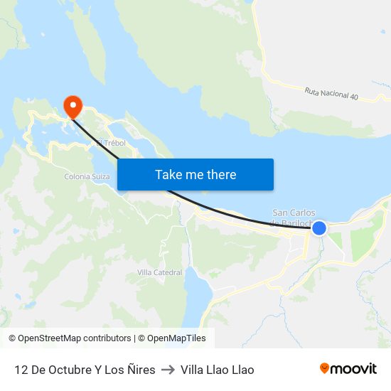 12 De Octubre Y Los Ñires to Villa Llao Llao map