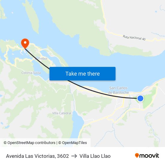 Avenida Las Victorias, 3602 to Villa Llao Llao map
