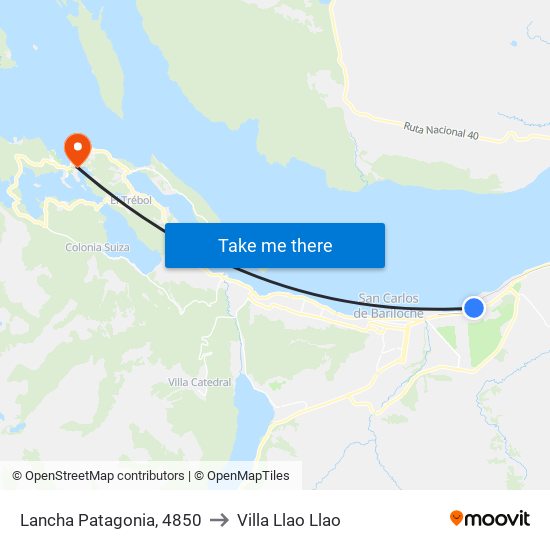 Lancha Patagonia, 4850 to Villa Llao Llao map