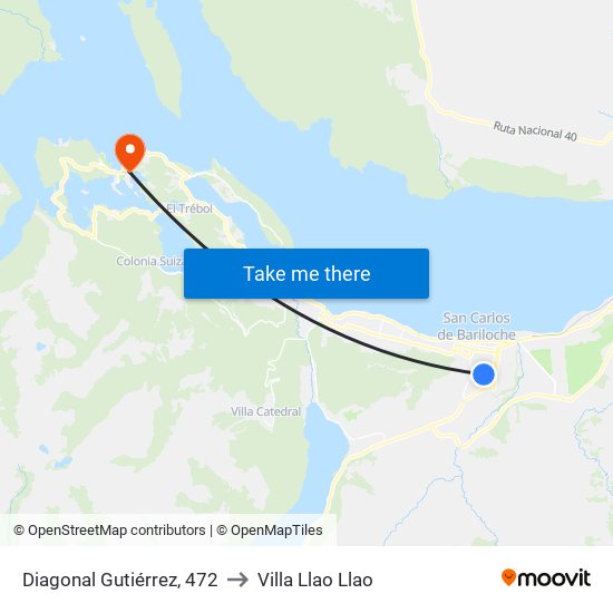 Diagonal Gutiérrez, 472 to Villa Llao Llao map