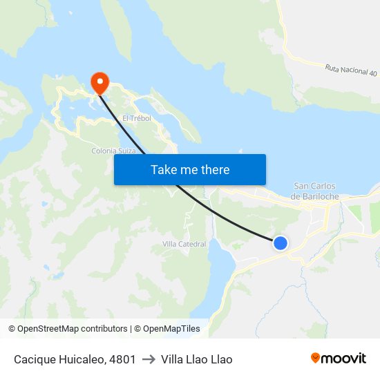Cacique Huicaleo, 4801 to Villa Llao Llao map