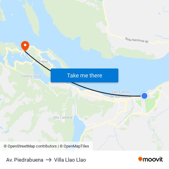 Av. Piedrabuena to Villa Llao Llao map