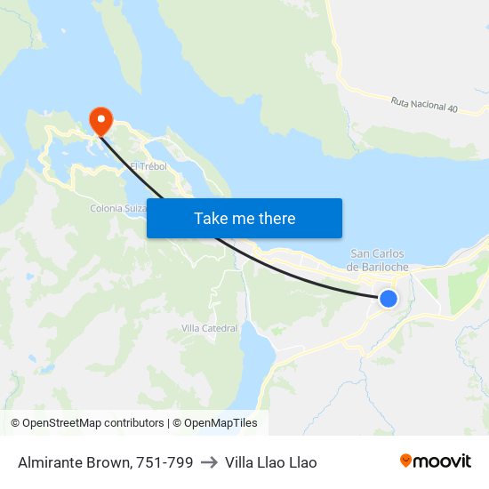 Almirante Brown, 751-799 to Villa Llao Llao map