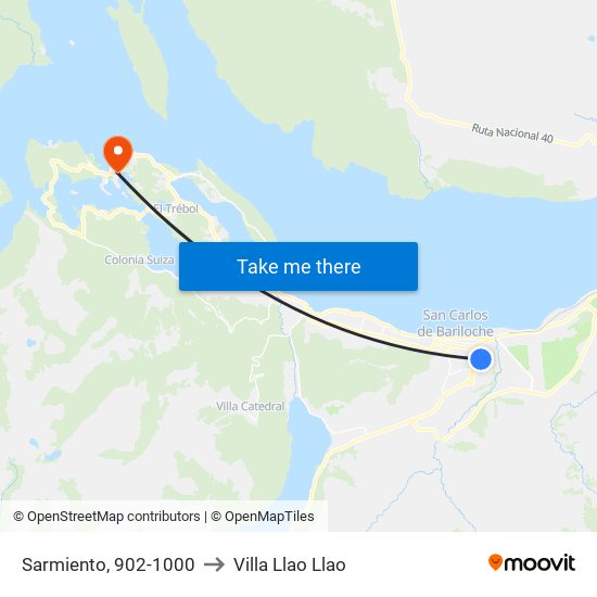 Sarmiento, 902-1000 to Villa Llao Llao map