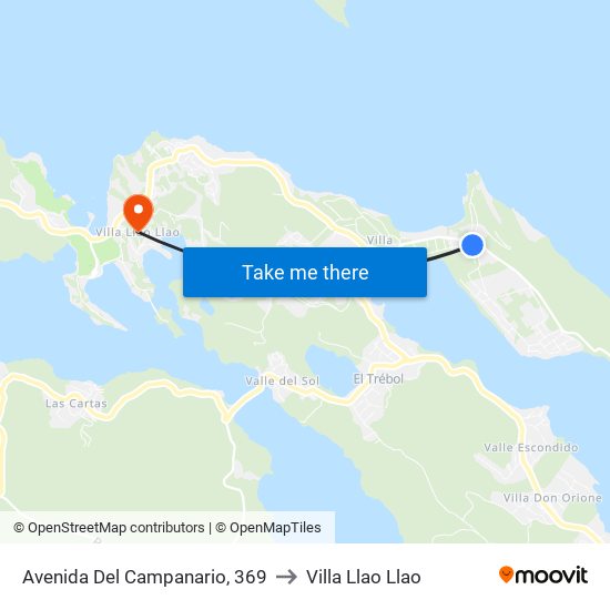 Avenida Del Campanario, 369 to Villa Llao Llao map