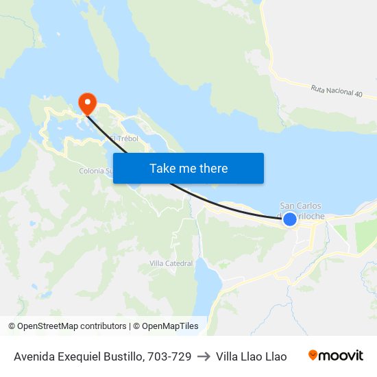 Avenida Exequiel Bustillo, 703-729 to Villa Llao Llao map