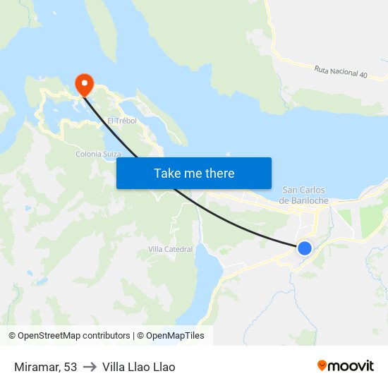 Miramar, 53 to Villa Llao Llao map
