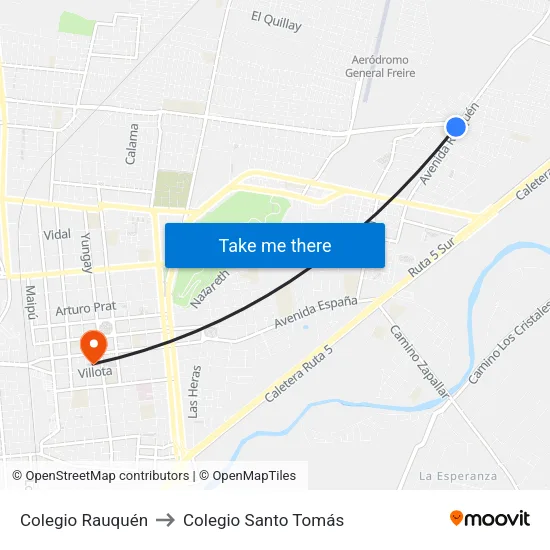 Colegio Rauquén to Colegio Santo Tomás map