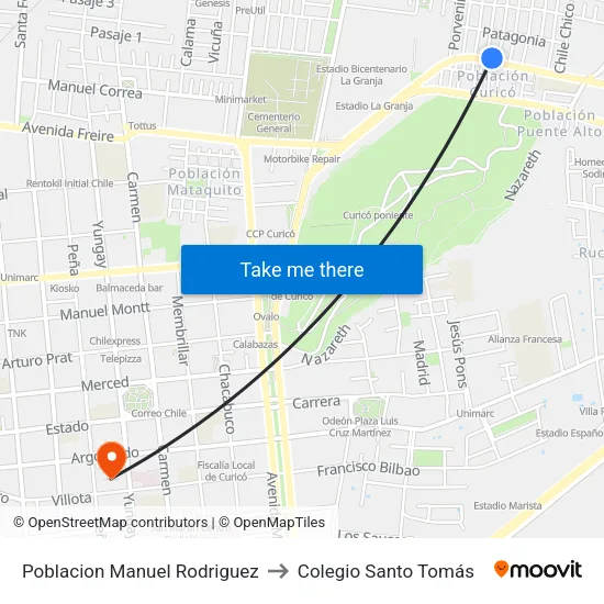 Poblacion Manuel Rodriguez to Colegio Santo Tomás map
