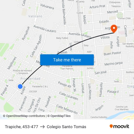 Trapiche, 453-477 to Colegio Santo Tomás map