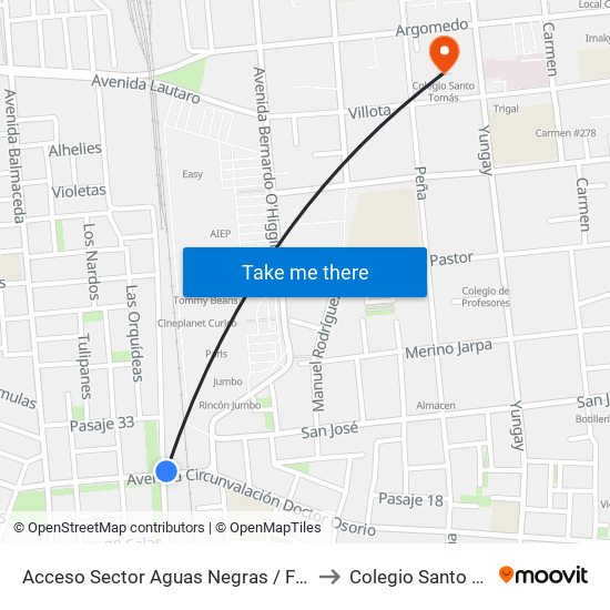 Acceso Sector Aguas Negras / Ferrocarriles to Colegio Santo Tomás map