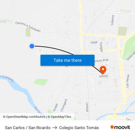 San Carlos / San Ricardo to Colegio Santo Tomás map