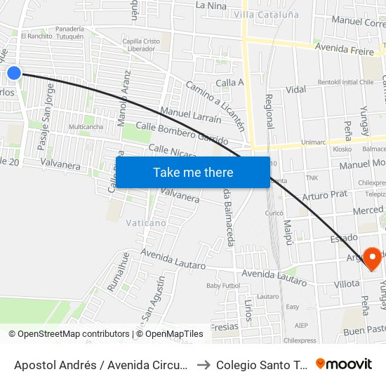 Apostol Andrés / Avenida Circunvalacion to Colegio Santo Tomás map
