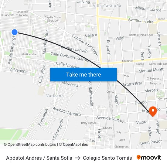 Apóstol Andrés / Santa Sofia to Colegio Santo Tomás map