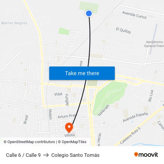 Calle 6 / Calle 9 to Colegio Santo Tomás map