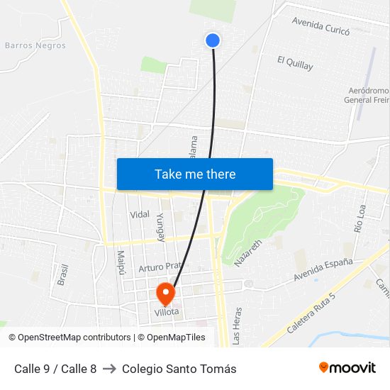 Calle 9 / Calle 8 to Colegio Santo Tomás map