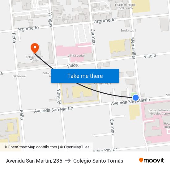 Avenida San Martín, 235 to Colegio Santo Tomás map