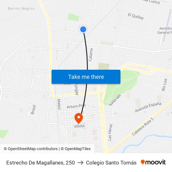 Estrecho De Magallanes, 250 to Colegio Santo Tomás map