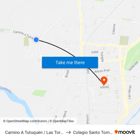 Camino A Tutuquén / Las Torres to Colegio Santo Tomás map