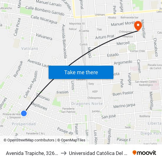 Avenida Trapiche, 326-350 to Universidad Católica Del Maule map