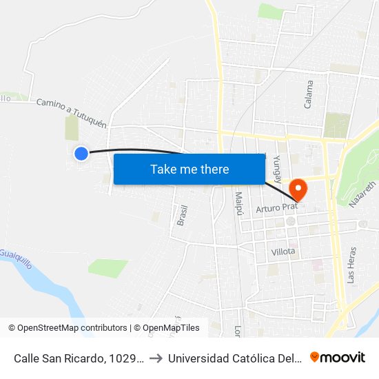Calle San Ricardo, 1029-1055 to Universidad Católica Del Maule map