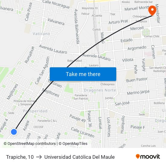 Trapiche, 10 to Universidad Católica Del Maule map