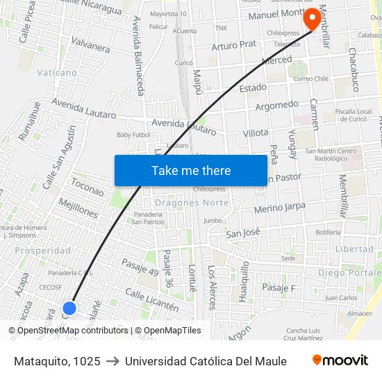 Mataquito, 1025 to Universidad Católica Del Maule map