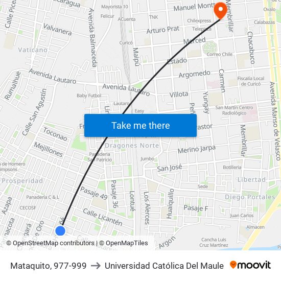 Mataquito, 977-999 to Universidad Católica Del Maule map