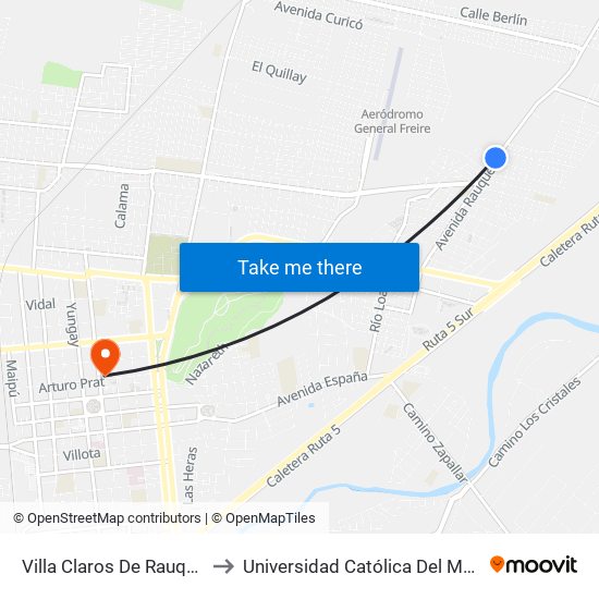 Villa Claros De Rauquen to Universidad Católica Del Maule map