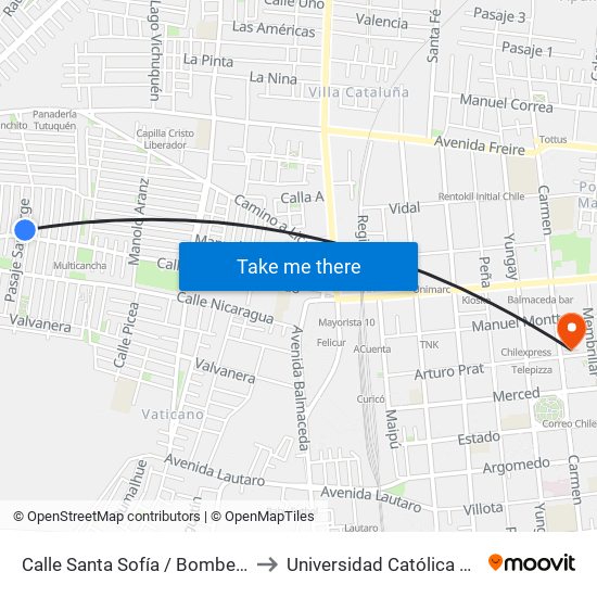 Calle Santa Sofía / Bombero Garrido to Universidad Católica Del Maule map