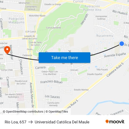 Río Loa, 657 to Universidad Católica Del Maule map