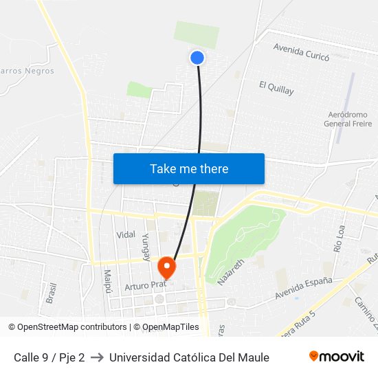 Calle 9 / Pje 2 to Universidad Católica Del Maule map