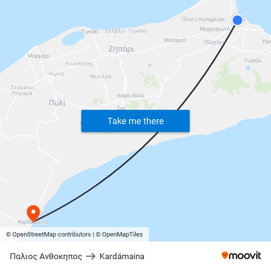 Παλιος Ανθοκηπος to Kardámaina map