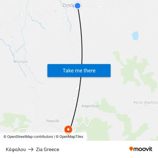 Kefalou Street to Zia Village map