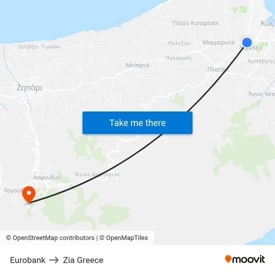 Eurobank to Zia Village map