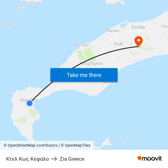 KTEL Kos Kefalos to Zia Village map