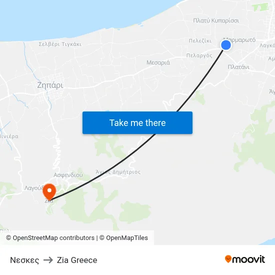 Neskes to Zia Village map