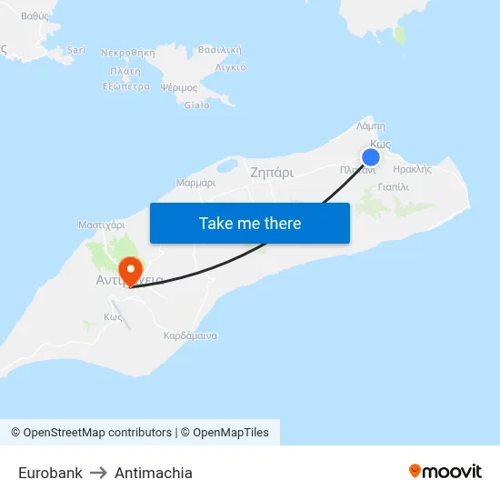 Eurobank to Antimachia map