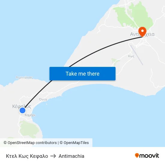 KTEL Kos Kefalos to Antimachia map